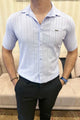 Turbo Endless Cool Embossed Casual Shirt In Light Blue
