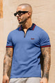 Turbo Record Zip Collar-Block Men's Polo Shirt In Light Blue