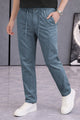 Men's Button Closure Elastic Slim-Fit Trouser