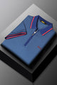 Turbo Record Zip Collar-Block Men's Polo Shirt In Light Blue