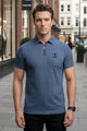 Turbo Elite Weave Textured Zipper Men's Polo Shirt In Light Blue