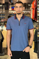 Turbo Record Zip Collar-Block Men's Polo Shirt