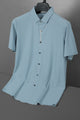 Turbo Waffle Motif Elegant Casual Shirt In Light Blue