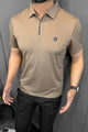 Turbo Tri-Angle Pattern Zip-Collar Men's Polo Shirt