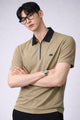 Turbo Quarter Zipper Design Polo Men's T-Shirt In Light Brown