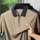 Turbo Quarter Zipper Design Polo Men's T-Shirt In Light Brown