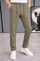 Men's Button Closure Elastic Slim-Fit Trouser In Light Choclate