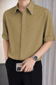 Turbo  Premium Soft Silk Men’s Casual Shirt In Light Camel