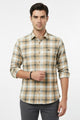 Turbo Tribe Premium Flannel Long Sleeve Cotton Casual Shirt In Light Camel