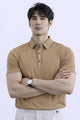 Turbo Button-Up Placket Men's Polo T-Shirt In Light Camel