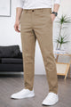 Regular & Tailored Formal Slim Fit Cotton Pant In Light Camel