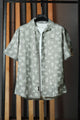Turbo Rich Floral Printed Casual Shirt In Light Grey