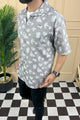 Turbo Rich Floral Printed Casual Shirt In Light Grey