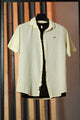 Turbo Designer Motif Embossed Casual Shirt In Light Lemon