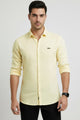Turbo Self Lining Long Sleeve Cotton Casual Shirt In Light Lemon