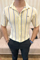Turbo Patterned Lining Style Casual Shirt In Lemon
