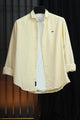 Turbo Self Lining Long Sleeve Cotton Casual Shirt In Light Lemon