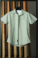 Turbo Creamline Striped Comfort Casual Shirt In Light Moss Green