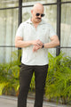 Turbo Creamline Striped Comfort Casual Shirt In Light Moss Green