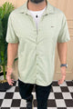 Turbo Creamline Striped Comfort Casual Shirt In Light Moss Green