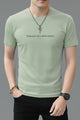 Minimal Street Wear Round Neck T-shirt In Light Moss Green