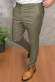 Turbo Urban Executive Slim Fit Cotton Pant In Light Moss Green