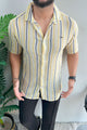 Turbo Patterned Lining Style Casual Shirt In Lemon