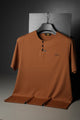 TRB Henley Neck Button Placket  Men's Tee In Light Orange