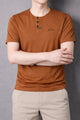 TRB Henley Neck Button Placket  Men's Tee In Light Orange