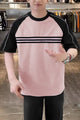 Men's 3 Strips Round Neck Tee In Light Pink