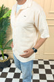Turbo Knit Craft Crochet Casual Shirt In Light Skin