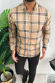 Turbo Cubix Checks Long Sleeve Cotton Casual Shirt In Light Skin