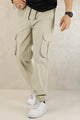 Turbo DrawString Pockets Cotton Cargo Trouser In Light Skin