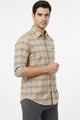 Turbo Plaid Pattern Creation Long Sleeve Cotton Casual Shirt In Light Skin