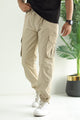 Turbo DrawString Pockets Cotton Cargo Trouser In Light Skin