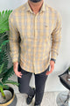 Turbo Tattersall Checkered Long Sleeve Cotton Casual Shirt In Light Skin
