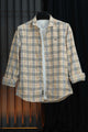 Turbo Plaid Pattern Creation Long Sleeve Cotton Casual Shirt In Light Skin