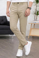 Regular & Tailored Formal Slim Fit Cotton Pant In Light Skin