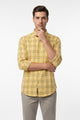 Turbo FearLess Checked Long Sleeve Cotton Casual Shirt In Light Yellow