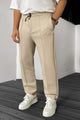 Plain Stripe Line Loose Bottom Trouser In Skin