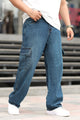Turbo Casual Flap 6 Pockets Baggy Jeans In Mint Green