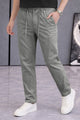 Men's Button Closure Elastic Slim-Fit Trouser In Mid Grey