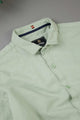 Turbo Dobby Textured Long Sleeve Cotton Casual Shirt In Mint Green