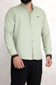 Turbo Dobby Textured Long Sleeve Cotton Casual Shirt In Mint Green