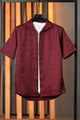 Turbo Designer Motif Floral Casual Shirt In Maroon