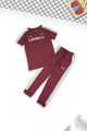 Turbo Legecy Contrasting Stripes Younger Kids Co-Ord Set In Maroon