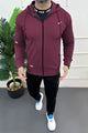 Nke Urban Edge Slim-Fit Hoodie Zipper Tracksuit In Black & Maroon