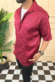 Turbo Designer Motif Floral Casual Shirt In Maroon