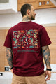 Men's Front "MATOYAN" Typography Round Neck Tee in Maroon