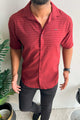 Turbo Snitch Striped Casual Shirt In Maroon
